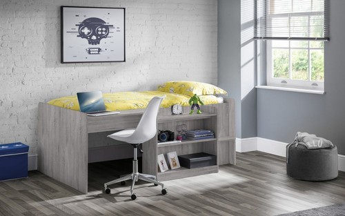 Grey oak effect 3ft single - grey, bed