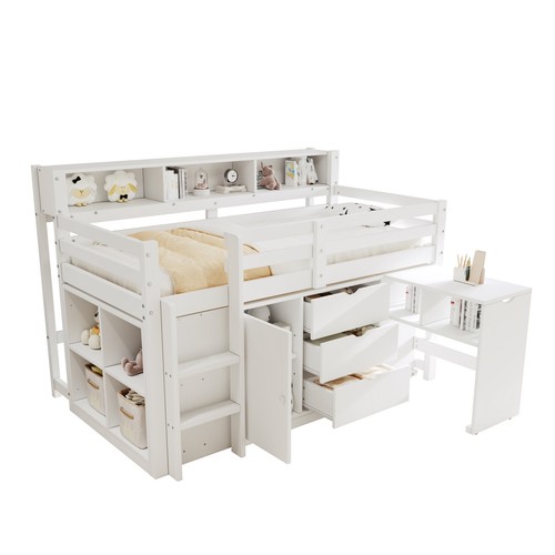 White wooden kids mid - white,