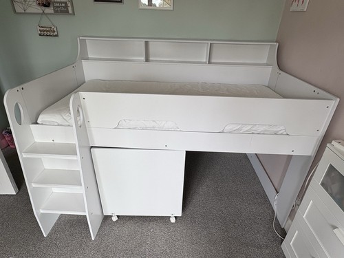 White mid sleeper single bed - single,